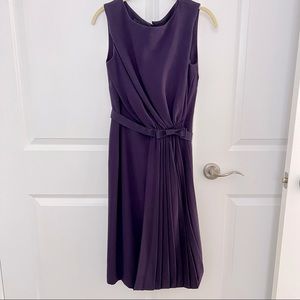 Alberta Ferretti Pleated Wool Sheath Dress